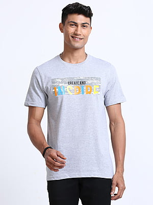 Round Neck Gray Colour T-Shirt with Sleeve