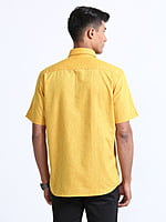 Cotton Linen Gold Colour Shirt Half Sleeve