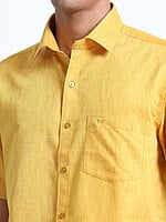 Cotton Linen Gold Colour Shirt Half Sleeve