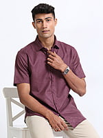 Economic Shirt Purple Colour Half Sleeve
