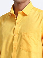 Cotton Linen Yellow Colour Shirt Full Sleeve