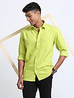 Cotton Linen Lime Green Colour Shirt Full Sleeve