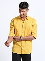 Cotton Linen Gold Colour Shirt Full Sleeve