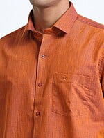 Cotton Linen Coral Colour Shirt Half Sleeve