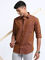 Cotton Linen Brown Colour Shirt Full Sleeve
