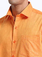 Cotton Linen Orange Colour Shirt Full Sleeve