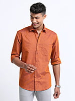 Cotton Linen Coral Colour Shirt Full Sleeve