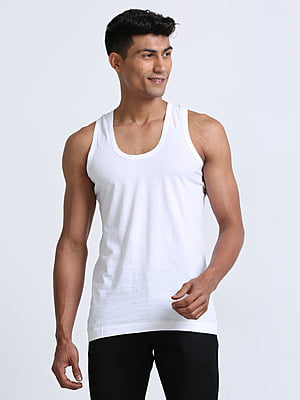 White Cotton Vest Without Sleeve