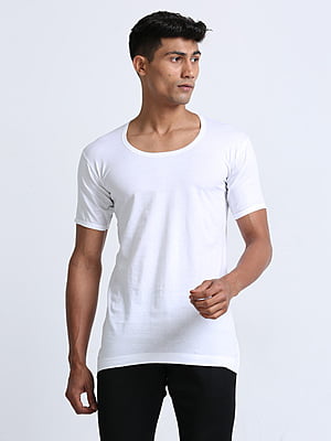 White Cotton Vest With Sleeve