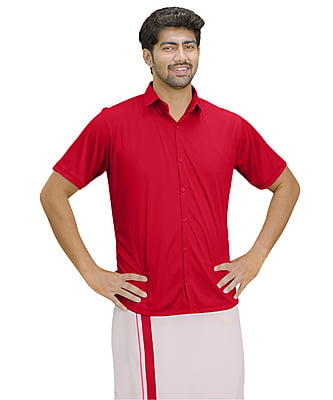 Red Colour Hitler Shirt + Dhothie Set
